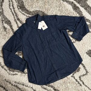 NWT Levi’s made and crafted dark blue LS denim shirt men’s Large $128.00